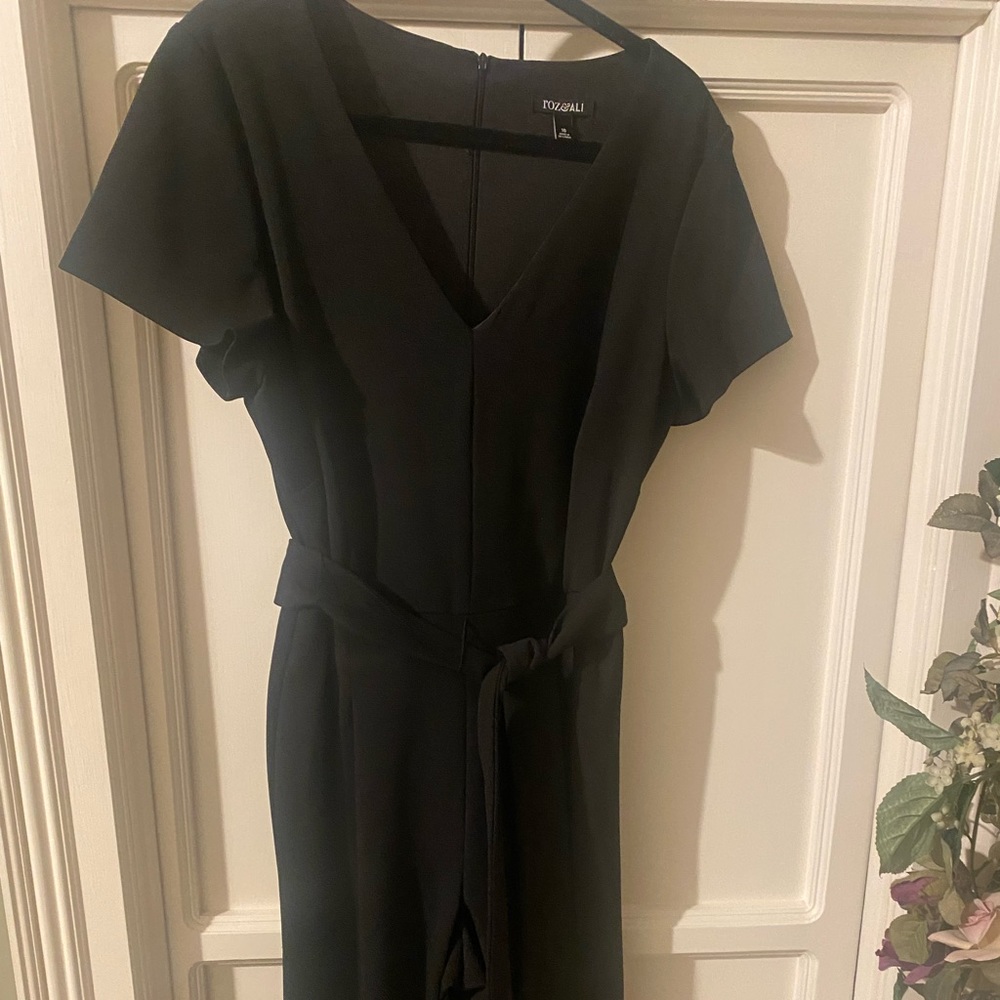 Black short sleeve wide leg jumpsuit